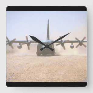C-130ヘラクレスTransport_Militaryの航空機 スクエア壁時計
