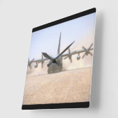 C-130ヘラクレスTransport_Militaryの航空機 スクエア壁時計 (傾斜)