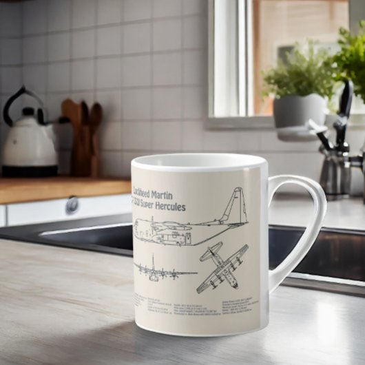 C-130 ハーキュリーズ - 航空機設計図 AD コーヒーマグカップ
