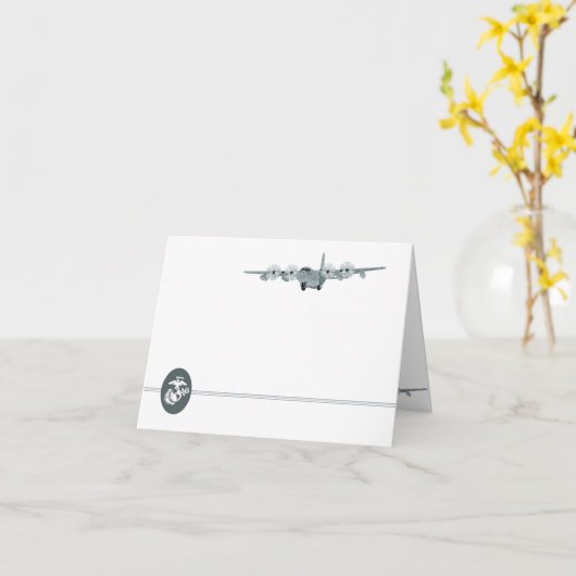 C-130 USMCの航空Notecard カード (黄色い花)
