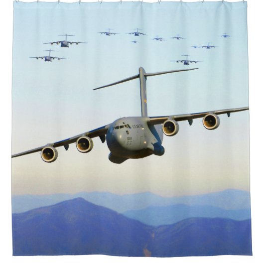 C-17 グローブマスターIII軍用機 シャワーカーテン (正面)