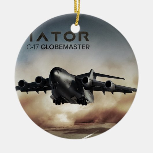 C-17 Globemasterの貨物飛行機 セラミックオーナメント (正面)