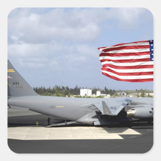 C-17 Globemaster IIIはflightlineに乗る スクエアシール (正面)