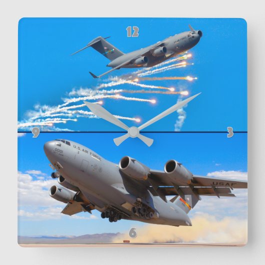 C-17 GLOBEMASTER III スクエア壁時計 (正面)