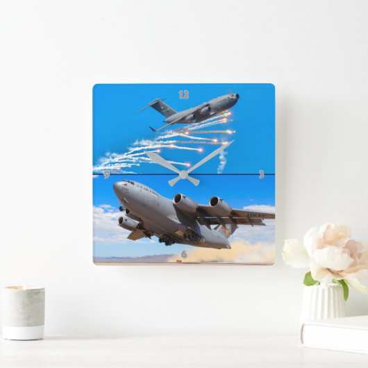 C-17 GLOBEMASTER III スクエア壁時計 (ホーム)