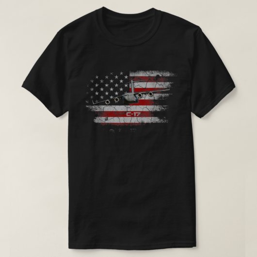 C-17 Globemaster Military Transport Airplane Flag  Tシャツ (デザイン正面)