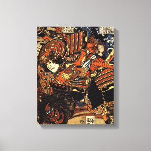c.1800sを戦う武士の古く日本のな絵画 キャンバスプリント