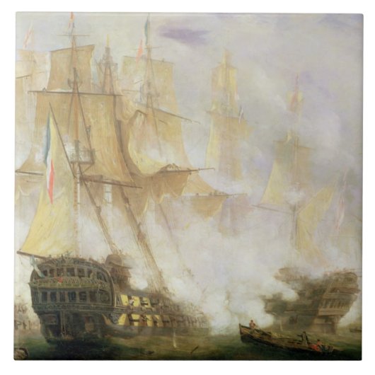 、c.1841 (キャンバスの油)トラファルガー海戦 タイル (正面)