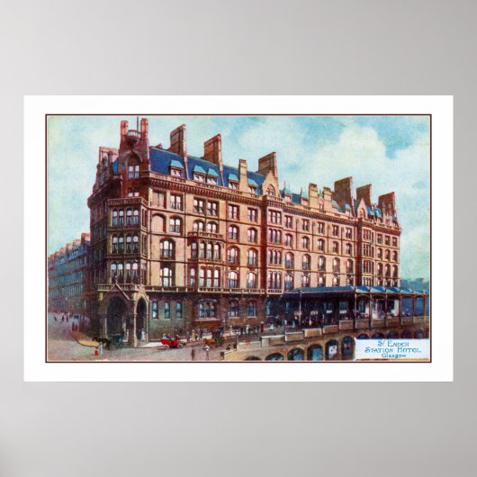 c 1900 Water color St. Enoch Hotel Glasgow ポスター (正面)