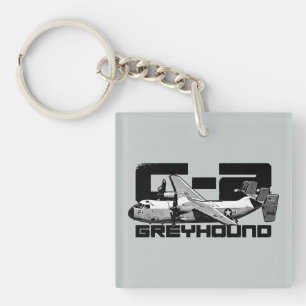 C-2 Greyhound Square (両面)キーチェーン キーホルダー