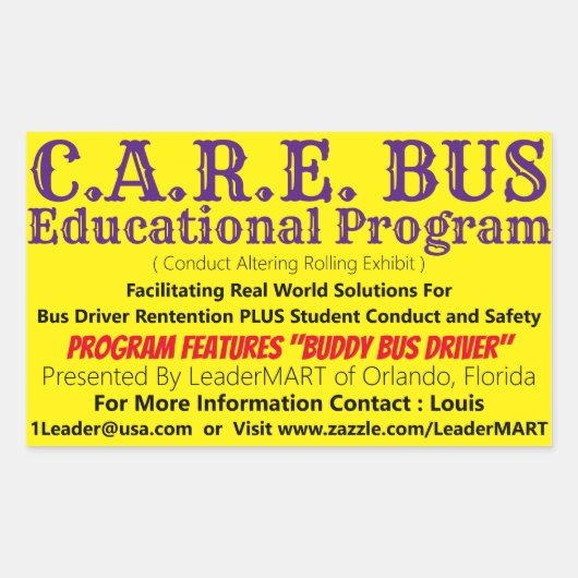 C.A.R.E. BUS教育プログラム長方形ステッカー 長方形シール (正面)