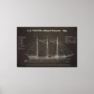 C.A. THAYER 3マスタースーナー設計図1895 キャンバスプリント