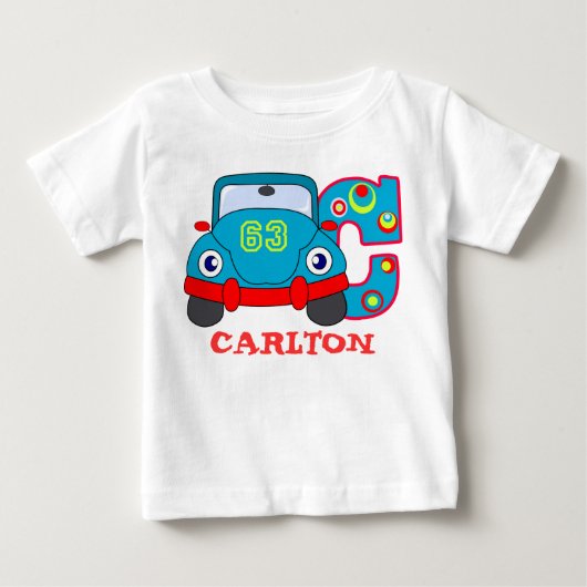 C CAR、名前イニシャル ベビーTシャツ (正面)