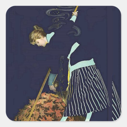 C Coles Phillipsによる紅葉のたき火 スクエアシール (正面)