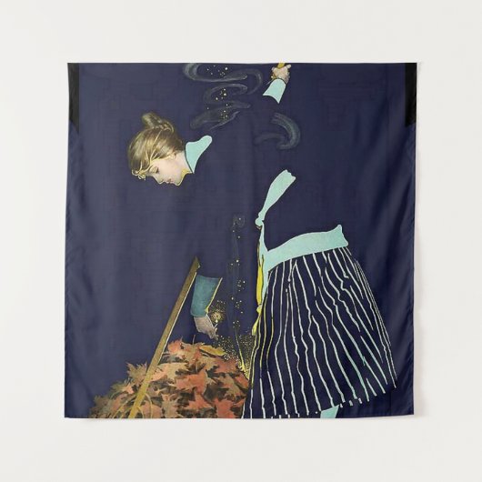 C Coles Phillipsによる紅葉のたき火 タペストリー (正面)