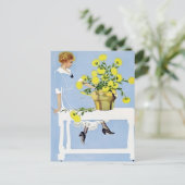 C Coles Phillips 'Fadeway Girl' "Yellow Bouquet" ポストカード (スタンド正面)