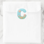"C" Cute Bubble Letter - Underwater Sea Creature A スクエアシール (バッグ)