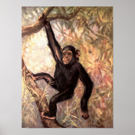 C・E・スワンによるチンパンジー・モンキー、ヴィンテージの野生動物 ポスター