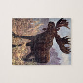 C.E.スワンによるヴィンテージの野生動物、ムースまたはエ鹿 ジグソーパズル (横)