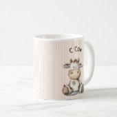 C for Cow: Cute Kids' Mug with Cowよくはしゃぐデザイン コーヒーマグカップ (正面右)