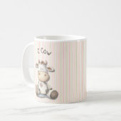 C for Cow: Cute Kids' Mug with Cowよくはしゃぐデザイン コーヒーマグカップ (正面左)