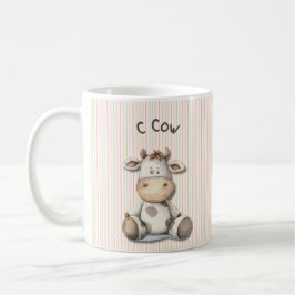 C for Cow: Cute Kids' Mug with Cowよくはしゃぐデザイン コーヒーマグカップ