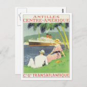 C.G. Transatlantiqueアンチル諸島のヴィンテージ ポストカード (正面/裏面)