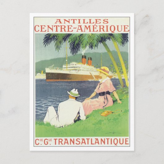 C.G. Transatlantiqueアンチル諸島のヴィンテージ ポストカード (正面)