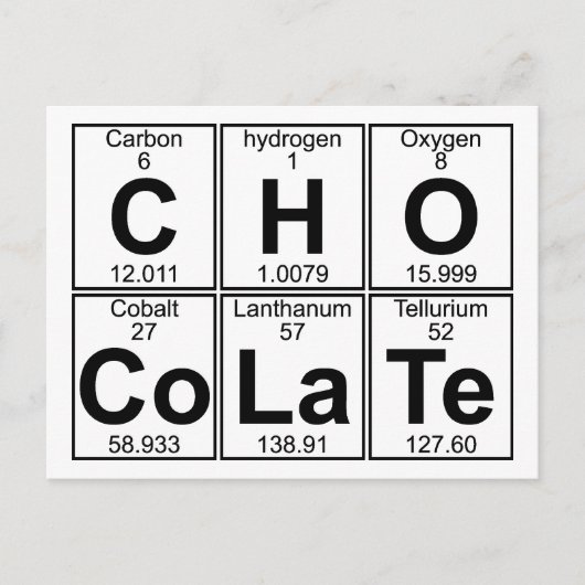 C-H-O-Co-La-Te （チョコレート） – フル ポストカード (正面)