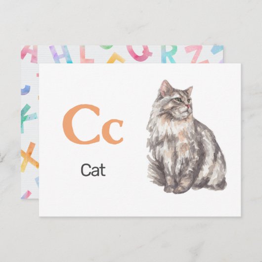 C is for Cat - Alphabet Flash Card ポストカード (正面/裏面)