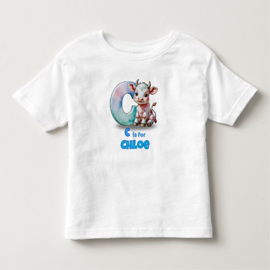 C is for Chloe –Personalized Kids’ T-Shirt with C トドラーTシャツ (正面)