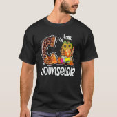 C Is For Counselor Leopard Pumpkin Fall Thanksgivi Tシャツ (正面)