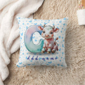 C is for Cow – Baby Pillow with Blue Heart  クッション (ブランケット)