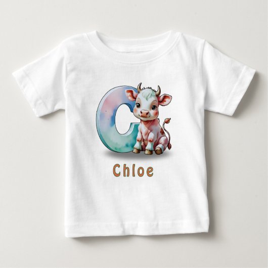 C is for Cow – Custom Baby T-Shirt  ベビーTシャツ (正面)