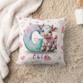 C is for Cow – Personalized Baby Pillow with Heart クッション (ブランケット)