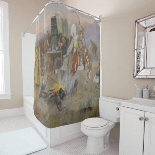 C Mラッセルブロンクアットカウキャンプカウボーイウェスタン シャワーカーテン (インサイチュ)