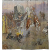 C Mラッセルブロンクアットカウキャンプカウボーイウェスタン シャワーカーテン (正面)