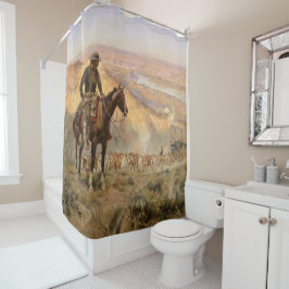 C Mラッセルワゴンボスヴィンテージ西カウボーイ シャワーカーテン