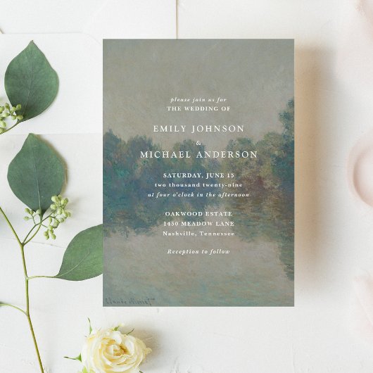 C. Monet, fine art inspired wedding invitation  招待状