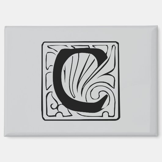 C Monogramm schwarz マグネット (正面)