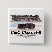 C&OクラスH-8アレゲニー機関車 - アメリカ国旗 缶バッジ (正面)