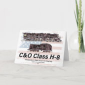 C&OクラスH-8アレゲーニー機関車 - アメリカ国旗 サンキューカード (正面)