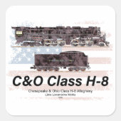 C&OクラスH-8アレゲーニー機関車 - アメリカ国旗 スクエアシール (正面)