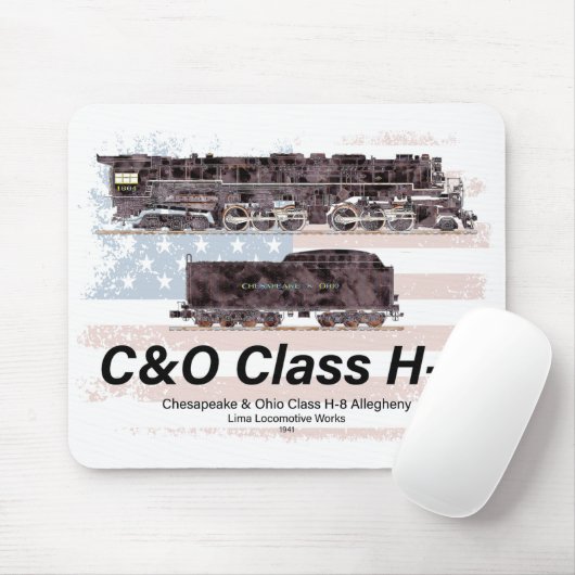 C&OクラスH-8アレゲーニー機関車 - アメリカ国旗 マウスパッド (マウス)