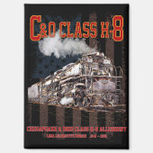 C&OクラスH-8アレゲーニー機関車 - アメリカ国旗 マグネット (正面)