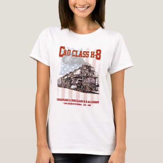 C&OクラスH-8アレゲーニー機関車 - アメリカ国旗 Tシャツ (正面)