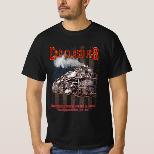 C&OクラスH-8アレゲーニー機関車 - アメリカ国旗 Tシャツ (正面)
