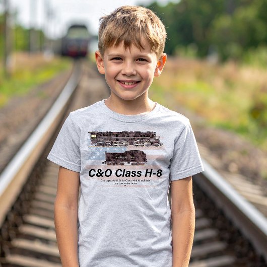 C&OクラスH-8アレゲーニー機関車 - アメリカ国旗 Tシャツ