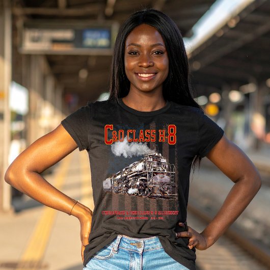 C&OクラスH-8アレゲーニー機関車 - アメリカ国旗 Tシャツ