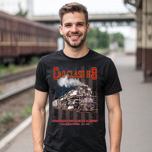 C&OクラスH-8アレゲーニー機関車 - アメリカ国旗 Tシャツ